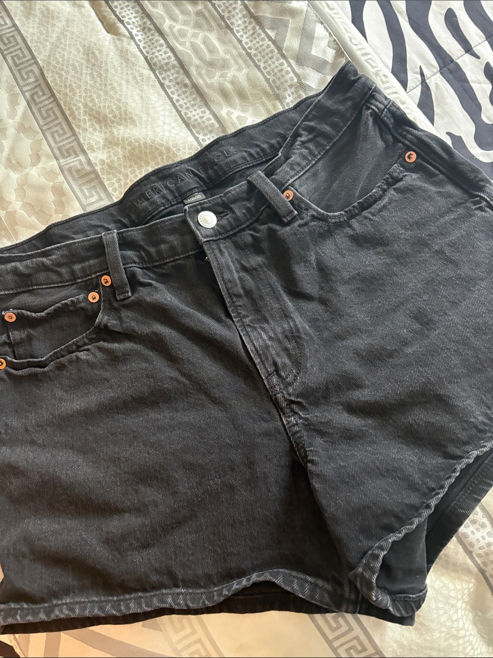 American Eagle Outfitters Black High-Rise Denim Shorts